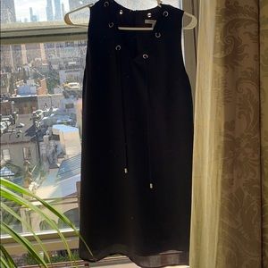 Black mini dress, chifon - size S